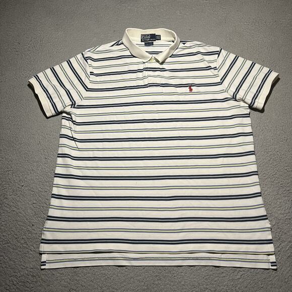 Polo by Ralph Lauren Other - Polo Ralph Lauren Mens XXL White Stripe Polo Shirt Custom Fit Cotton Casual